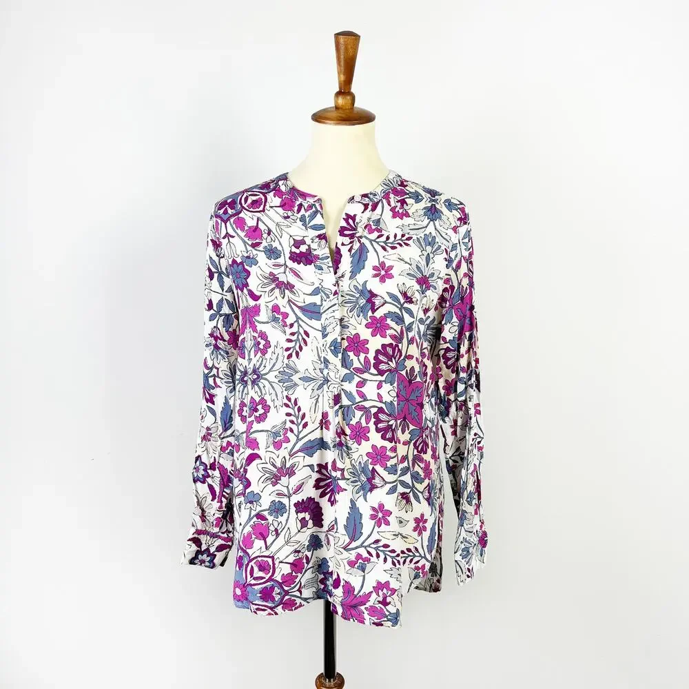 Old Navy purple floral boho top long sleeve shirt Size Small - Picture 4 of 5